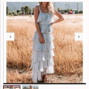 Blue ruffle maxi dress